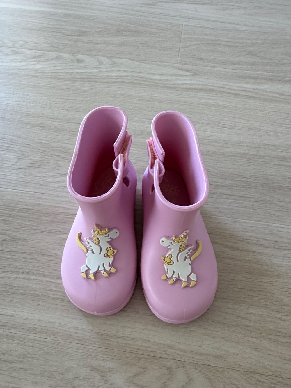 Mini melissa Kids Pink Unicorn Rain Boots size 9 usa